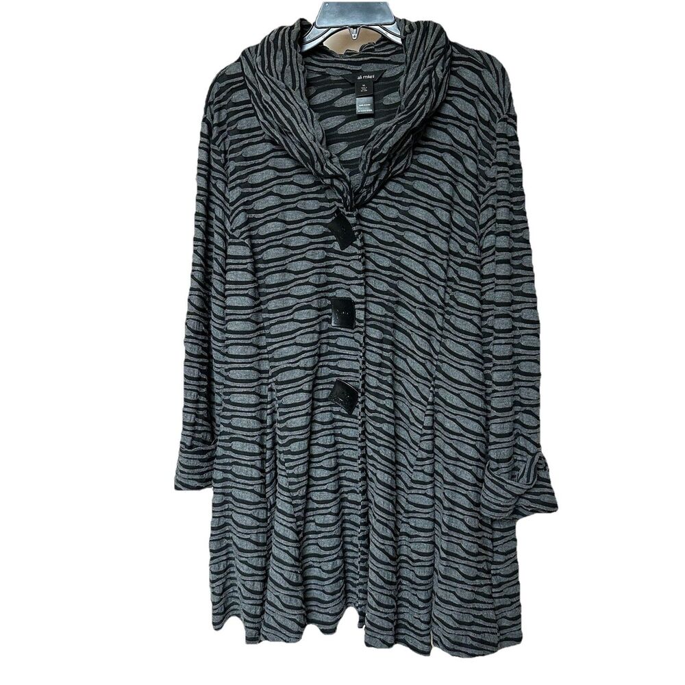 Ali Miles Trapeze Jacket Women Med Collar Lg Buttons Lagen Artsy Modern Eclectic